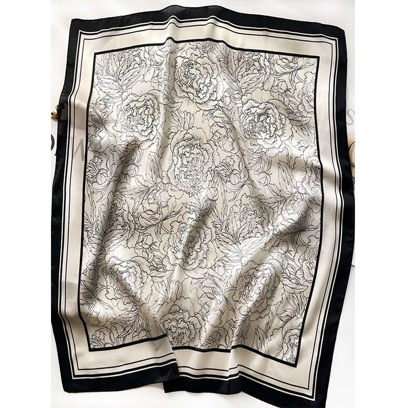 Square silk scarf with flowersAzizaK