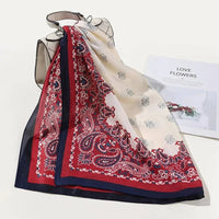 Square silk scarf with flowersAzizaK