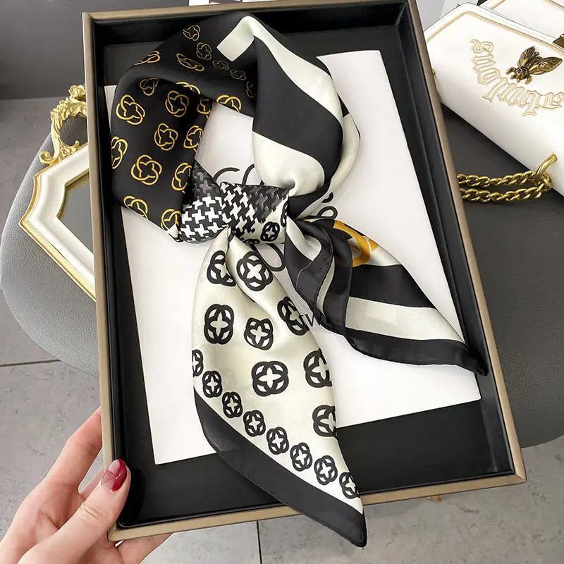 Square silk scarf with flowersAzizaK