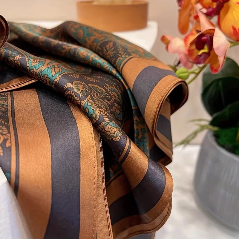 Square silk scarf with flowersAzizaK