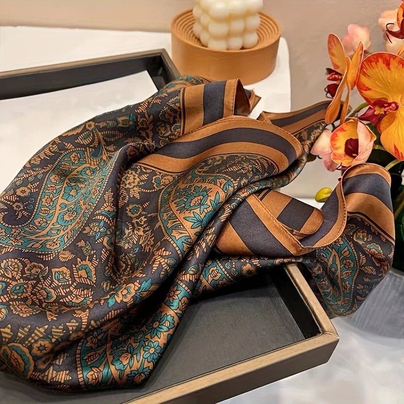 Square silk scarf with flowersAzizaK
