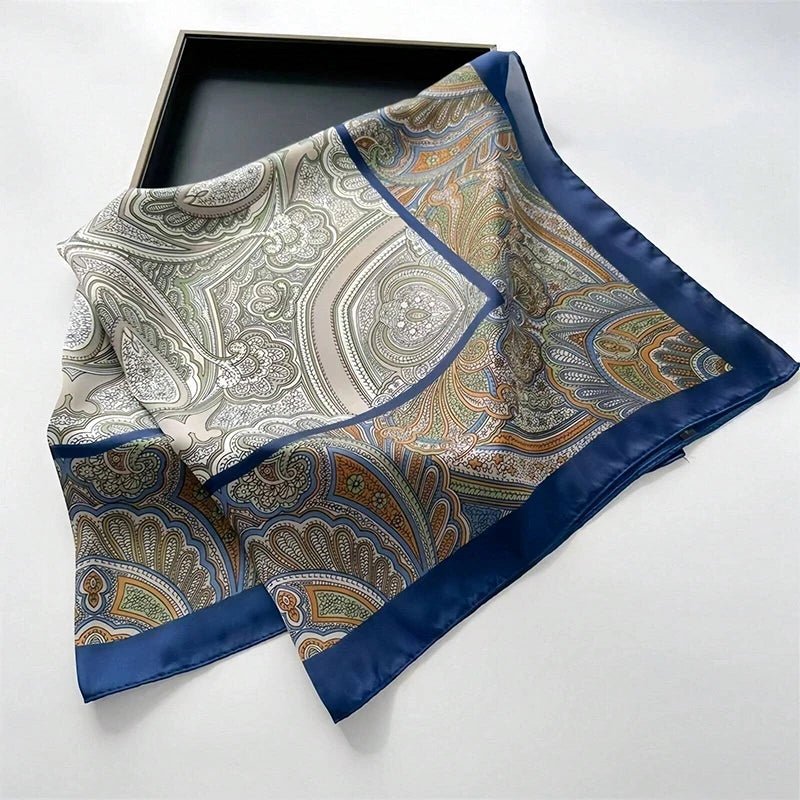 Square silk scarf with flowersAzizaK
