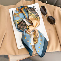 Square silk scarf with flowersAzizaK