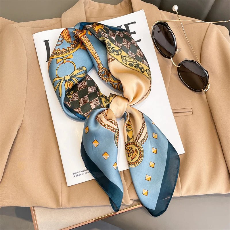 Square silk scarf with flowersAzizaK
