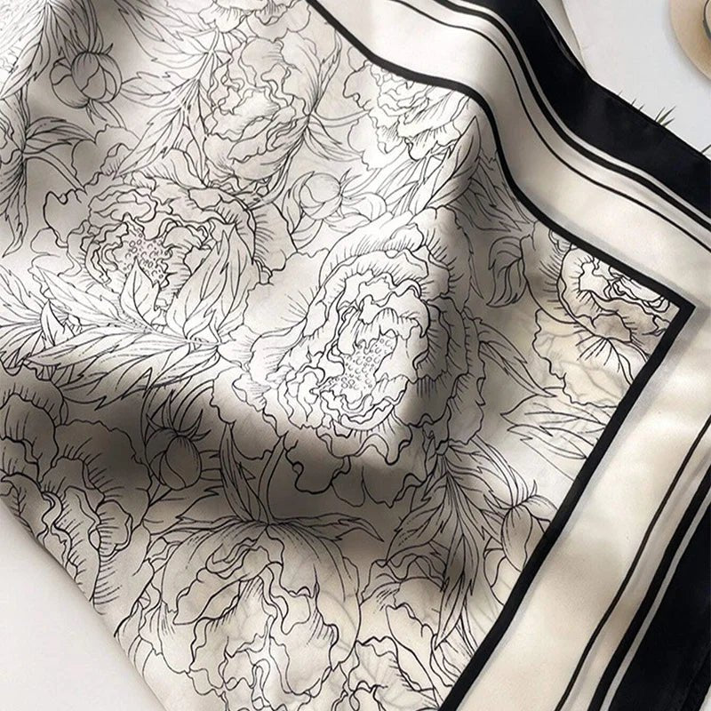 Square silk scarf with flowersAzizaK