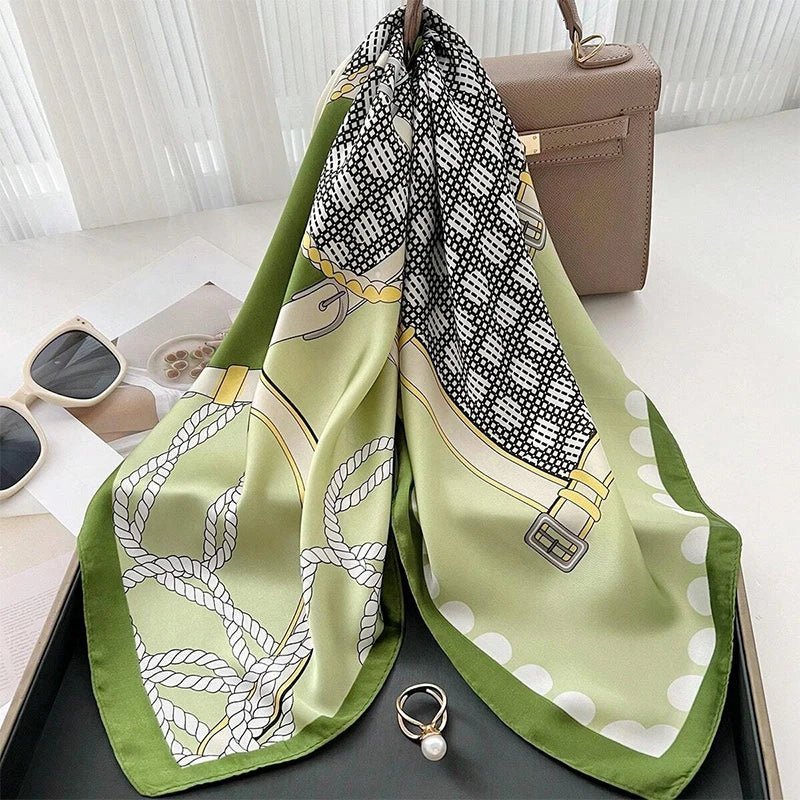 Square silk scarf with flowersAzizaK