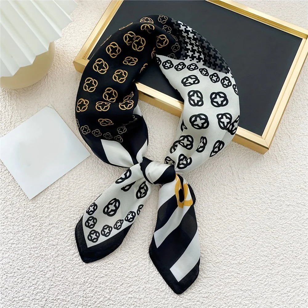 Square silk scarf with flowersAzizaK