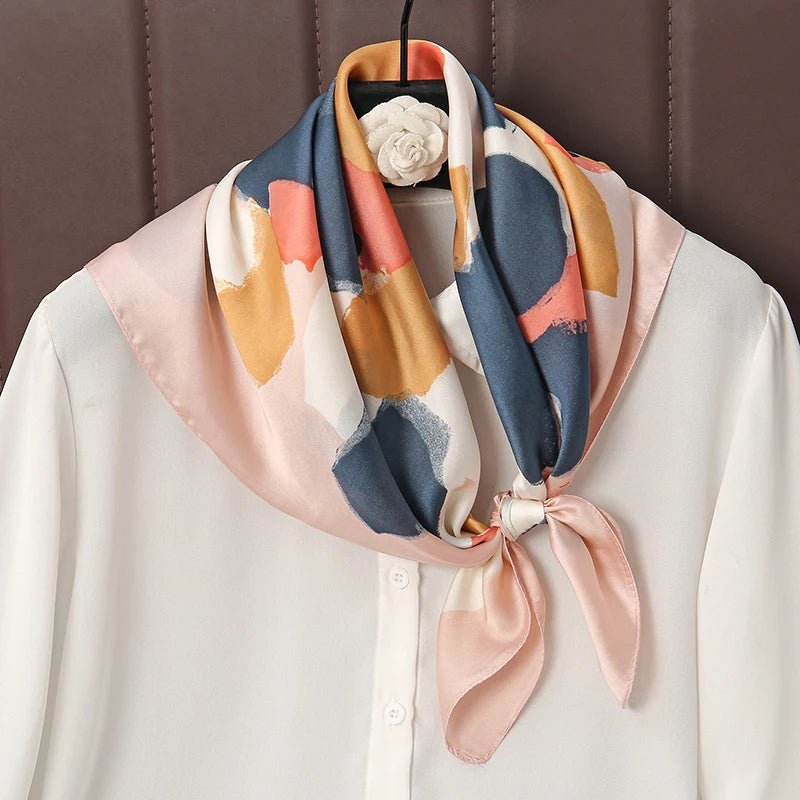 Square silk scarf with flowersAzizaK