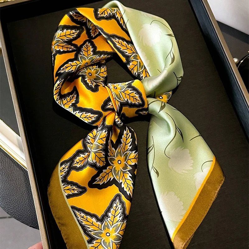 Square silk scarf with flowersAzizaK