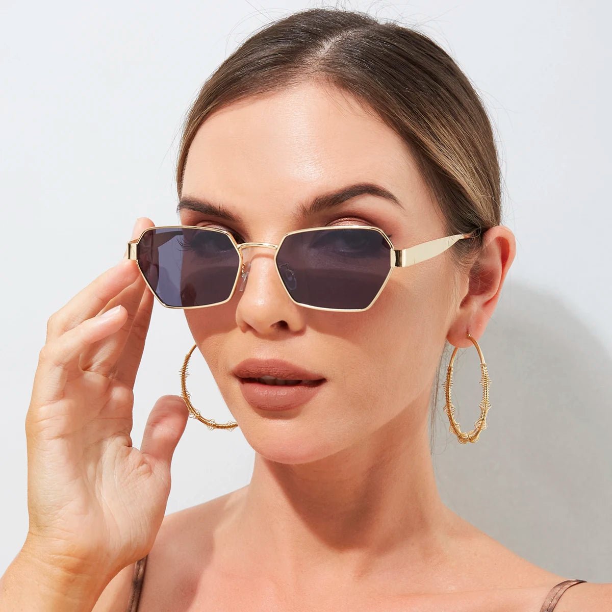 Square sunglasses with metal frames, UV400AzizaK