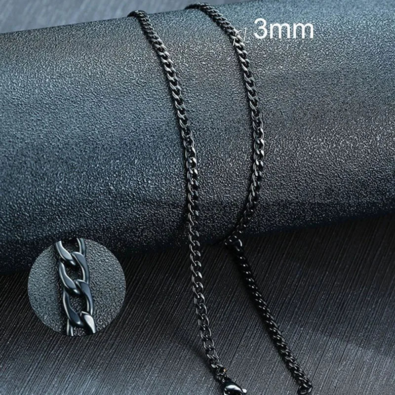 Stainless Steel Black Gold Color Cuban Link Chain Necklace for Men Eye Catching Short Length Male Choker Jewelry GiftAzizaK