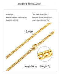 Stainless Steel Black Gold Color Cuban Link Chain Necklace for Men Eye Catching Short Length Male Choker Jewelry GiftAzizaK