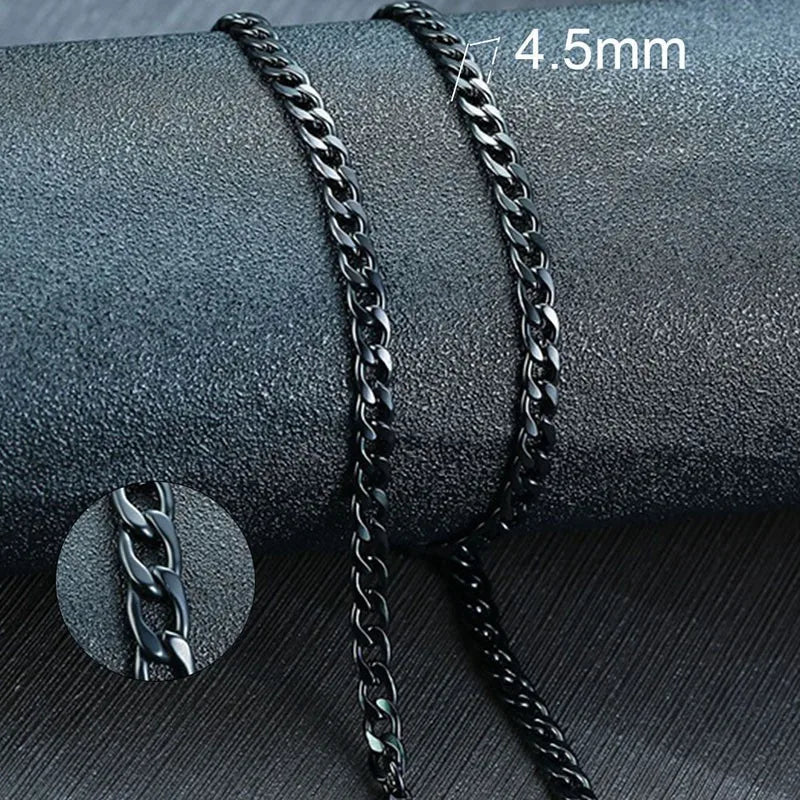 Stainless Steel Black Gold Color Cuban Link Chain Necklace for Men Eye Catching Short Length Male Choker Jewelry GiftAzizaK