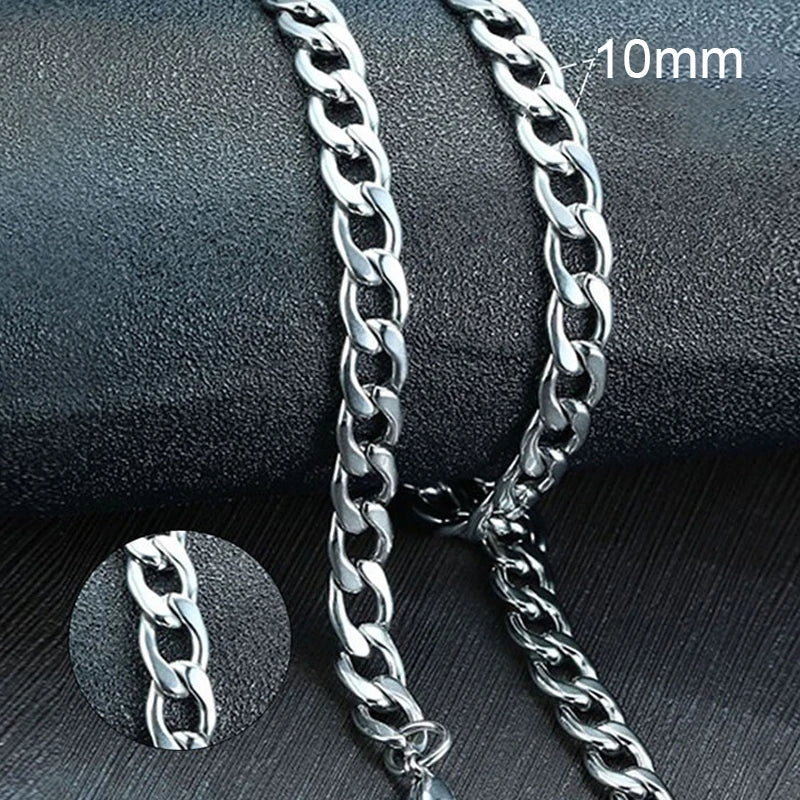 Stainless Steel Black Gold Color Cuban Link Chain Necklace for Men Eye Catching Short Length Male Choker Jewelry GiftAzizaK