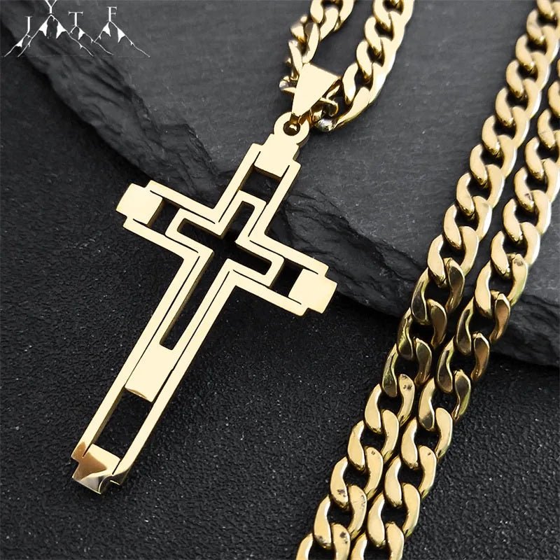 Stainless steel Hip Hop necklace with gold color long pendant for women/menAzizaK