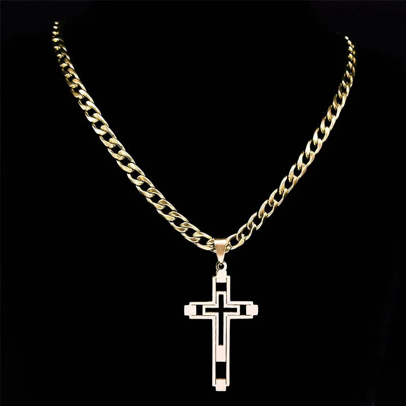 Stainless steel Hip Hop necklace with gold color long pendant for women/menAzizaK