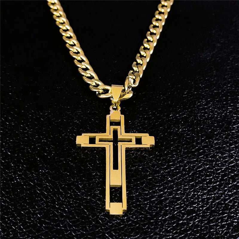 Stainless steel Hip Hop necklace with gold color long pendant for women/menAzizaK