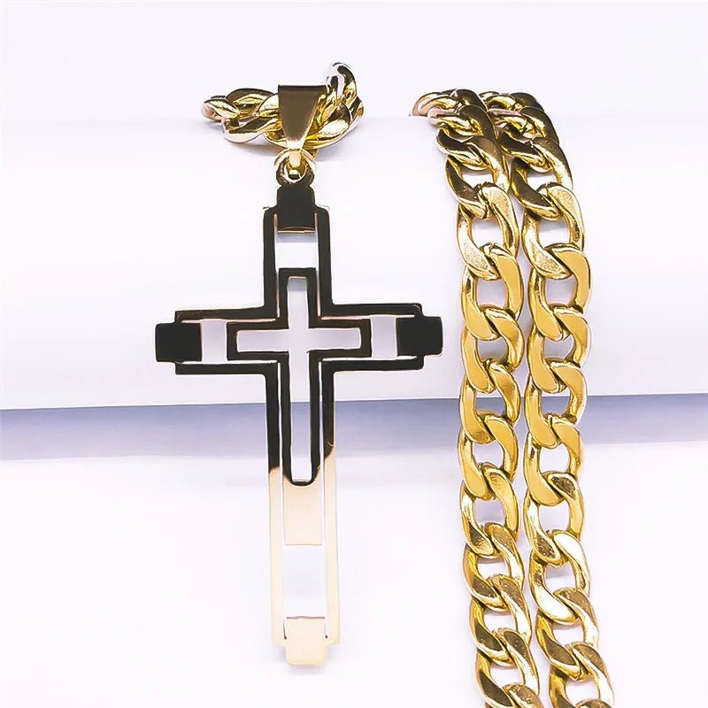 Stainless steel Hip Hop necklace with gold color long pendant for women/menAzizaK