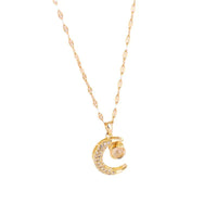 Stainless Steel Moon Projection Pendant NecklaceAzizaK
