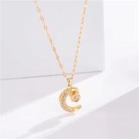 Stainless Steel Moon Projection Pendant NecklaceAzizaK