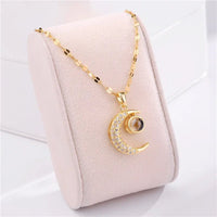 Stainless Steel Moon Projection Pendant NecklaceAzizaK