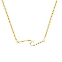 Stainless Steel Necklaces Minimalist Wave Pendant Chain FineAzizaK