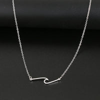 Stainless Steel Necklaces Minimalist Wave Pendant Chain FineAzizaK