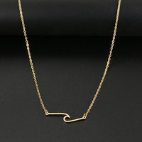 Stainless Steel Necklaces Minimalist Wave Pendant Chain FineAzizaK