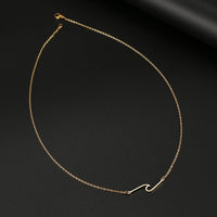 Stainless Steel Necklaces Minimalist Wave Pendant Chain Fine Choker Fashion Necklace For Women Jewelry Party Gifts One PieceAzizaK