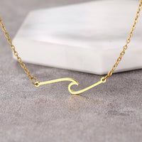 Stainless Steel Necklaces Minimalist Wave Pendant Chain Fine Choker Fashion Necklace For Women Jewelry Party Gifts One PieceAzizaK