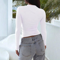 Stylish Solid T-shirt Long Sleeve Casual VersatileAzizaK