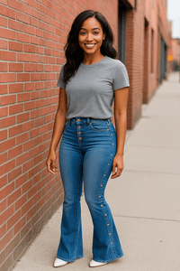 Stylish Tummy Control Flare JeansAzizaK