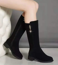 suede boots, flat heel, zip fastening Waterproof before useAzizaK