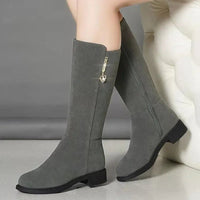 suede boots, flat heel, zip fastening Waterproof before useAzizaK