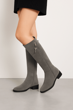 suede boots, flat heel, zip fastening Waterproof before useAzizaK