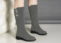 suede boots, flat heel, zip fastening Waterproof before useAzizaK