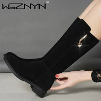 suede boots, flat heel, zip fastening Waterproof before useAzizaK