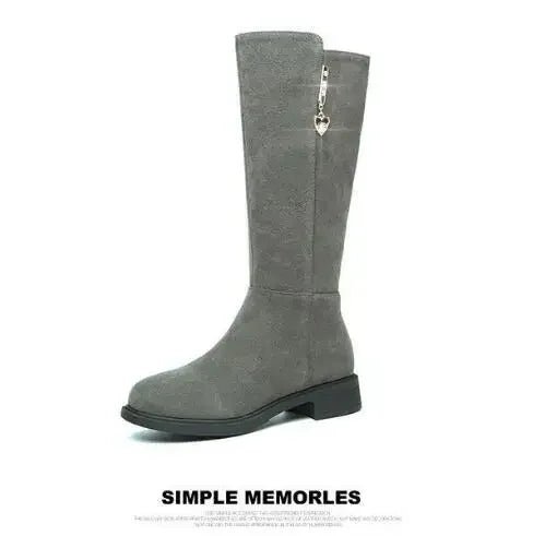 suede boots, flat heel, zip fastening Waterproof before useAzizaK