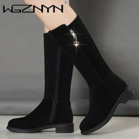 suede boots, flat heel, zip fastening Waterproof before useAzizaK