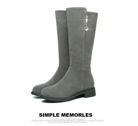 suede boots, flat heel, zip fastening Waterproof before useAzizaK