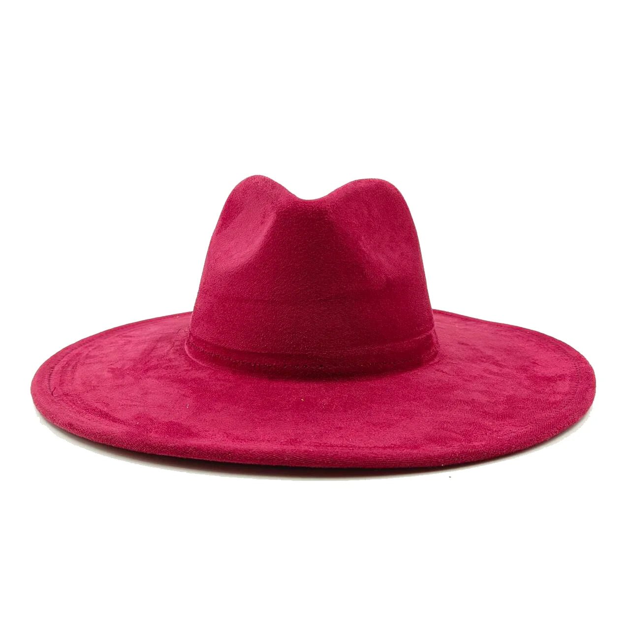 Suede fedora hat with heart shaped top, 3.75" brimAzizaK