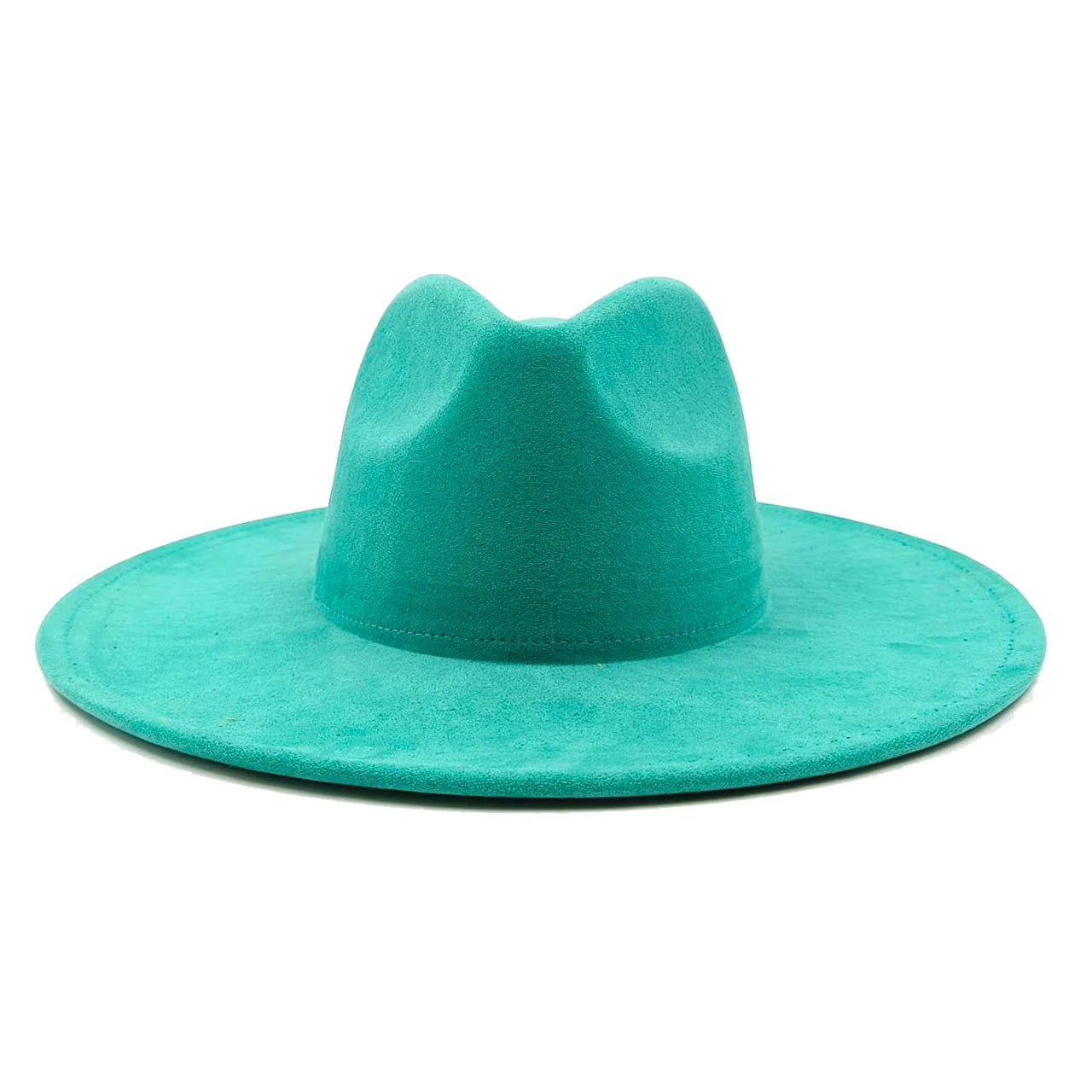 Suede fedora hat with heart shaped top, 3.75" brimAzizaK