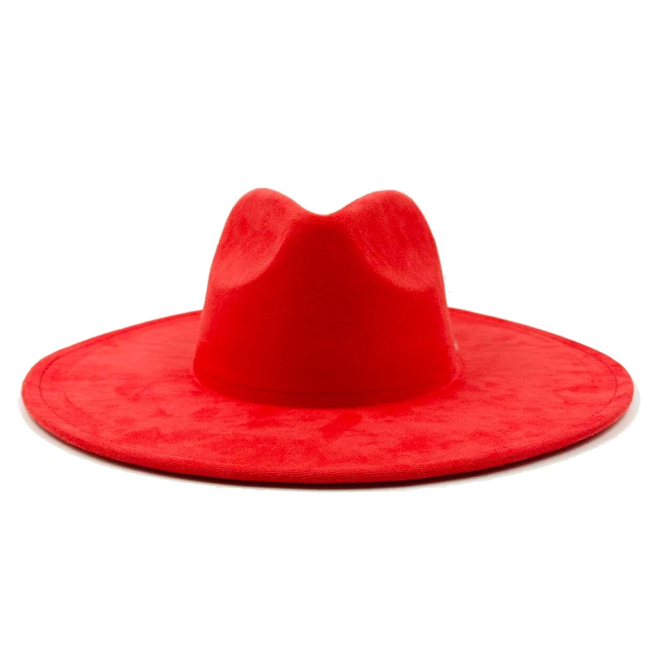 Suede fedora hat with heart shaped top, 3.75" brimAzizaK