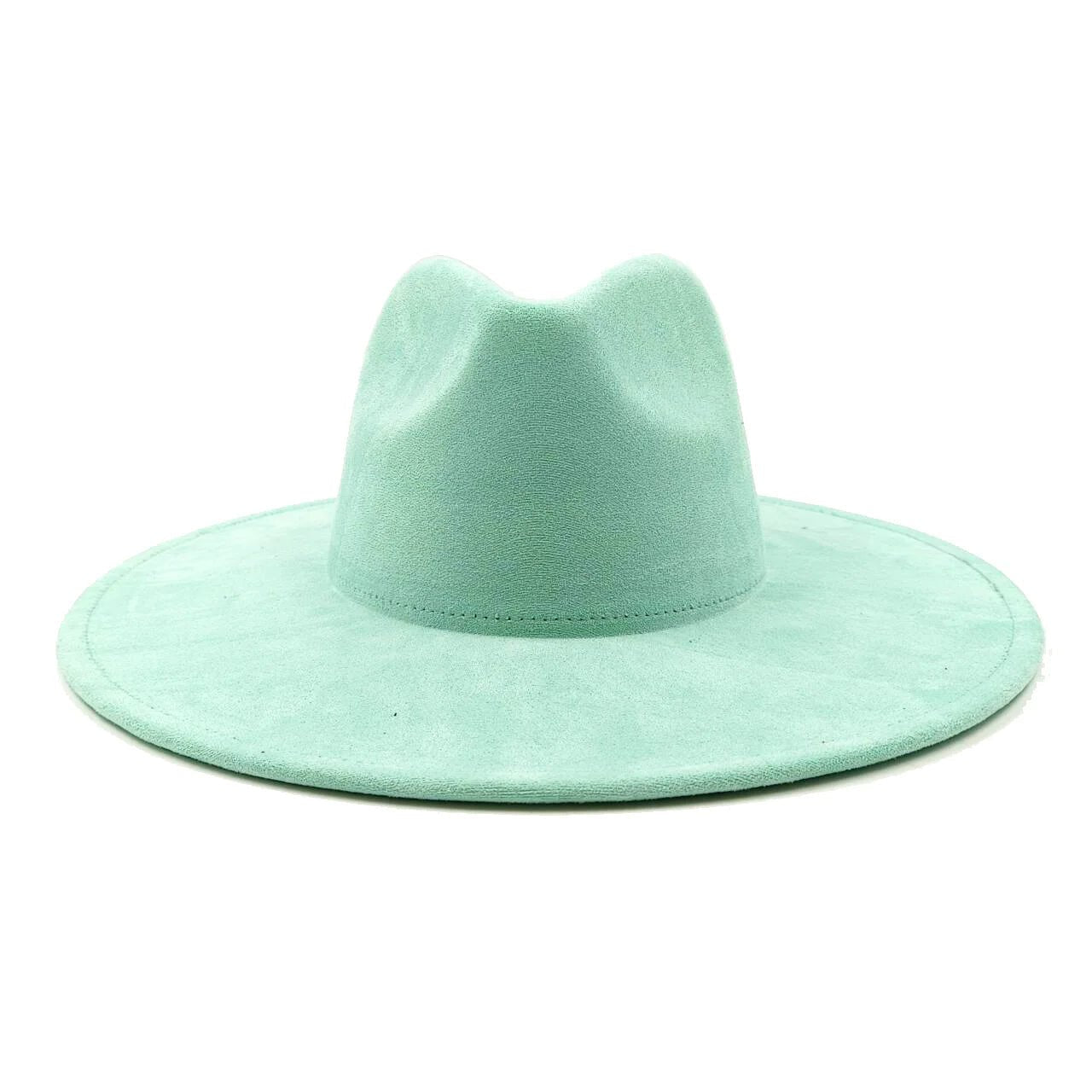 Suede fedora hat with heart shaped top, 3.75" brimAzizaK