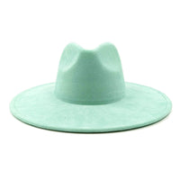 Suede fedora hat with heart shaped top, 3.75" brimAzizaK