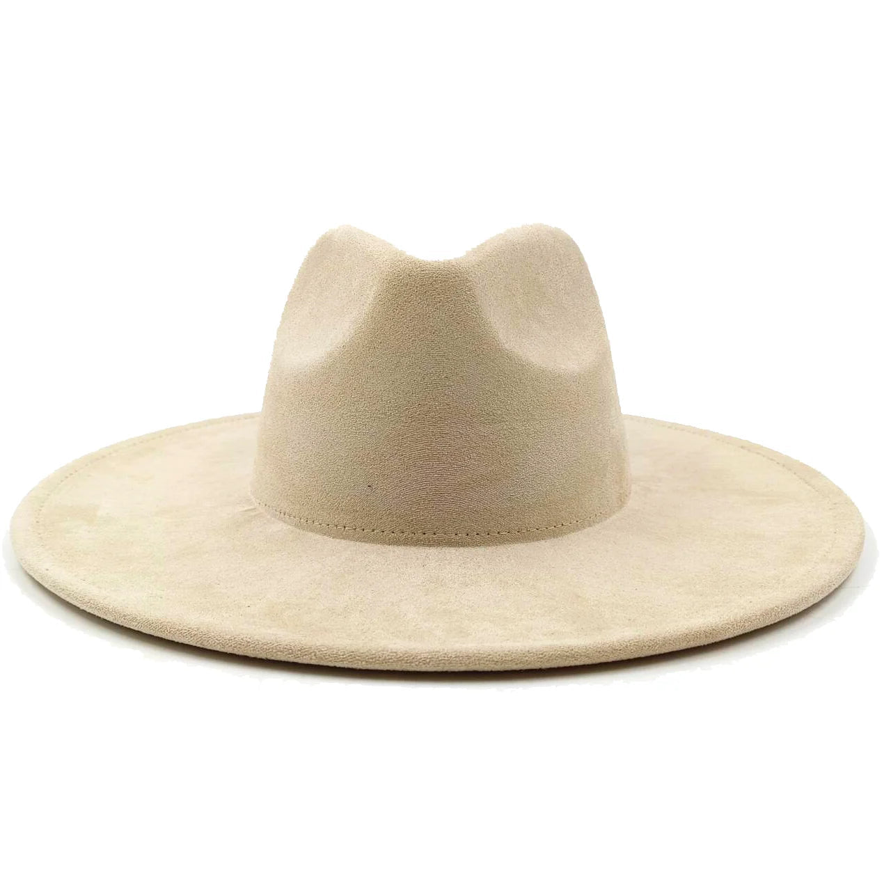 Suede fedora hat with heart shaped top, 3.75" brimAzizaK