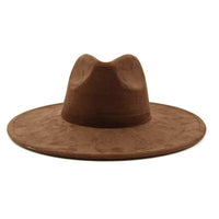 Suede fedora hat with heart shaped top, 3.75" brimAzizaK