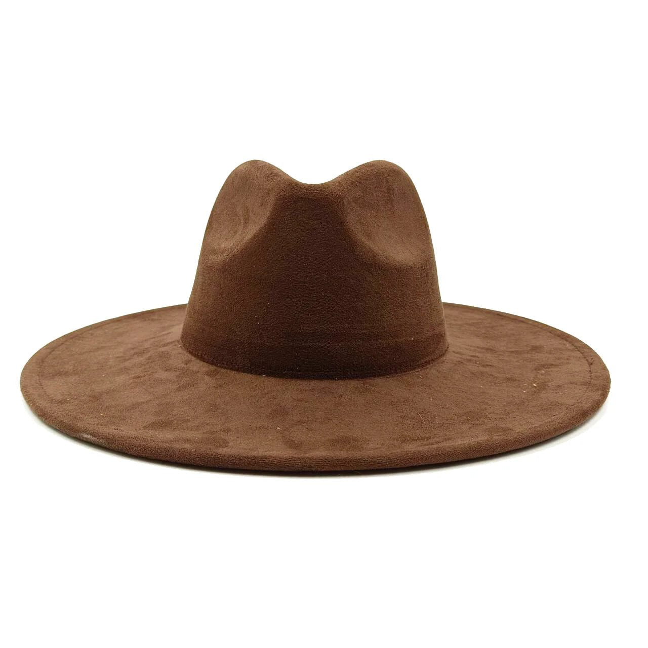 Suede fedora hat with heart shaped top, 3.75" brimAzizaK