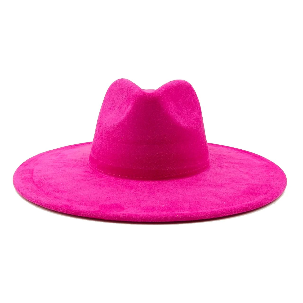 Suede fedora hat with heart shaped top, 3.75" brimAzizaK