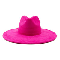 Suede fedora hat with heart shaped top, 3.75" brimAzizaK